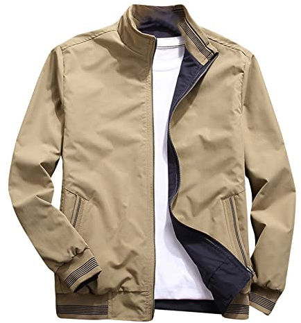 UNeedVog Casual jackor för män Slim Fit vändbar krage cargojacka utomhus breaker, Färg 5, XXL