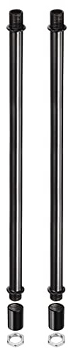 sourcing map 2Stk. Gewindestangensatz M10x1mm Gewinde 300mm lang Mutter Verbinder mit Gewinderohr Sechskantmutter Schwarz