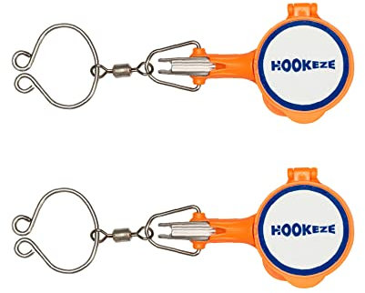 HOOK-EZE All-in-One Nagelknoten-Bindewerkzeug, 2 Stück, schützt vor Fischhaken, einfaches Binden von Angelknoten, coole Gadgets, Eis- und Fliegenfischen, Geschenke und Zubehör für Anfänger, Orange