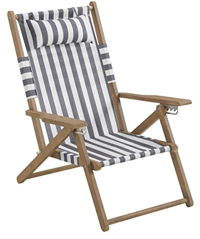 Lavish Home Beach Chair - Outdoor Weather-Resistant Wood Folding Chair with Backpack Straps - 4-Position Reclining Seat - Beach Essentials (Gray)