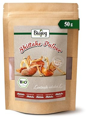 Biojoy Poudre de Shiitake Biologique (50 g), champignons Shiitake séchés et finement moulus (Lentinula edodes)