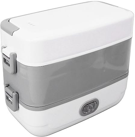 Tnfeeon Scatola da Pranzo Elettrica Scatola da Pranzo Portatile per Scaldavivande per Auto e Casa Fodera in Acciaio Inossidabile a Doppio Strato a Prova di Perdite per Viaggi in Ufficio (Spina UE)