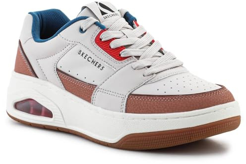 Skechers UNO Court sneakers för män, Naturligt läder Duraleather Mesh Multi, 44 EU