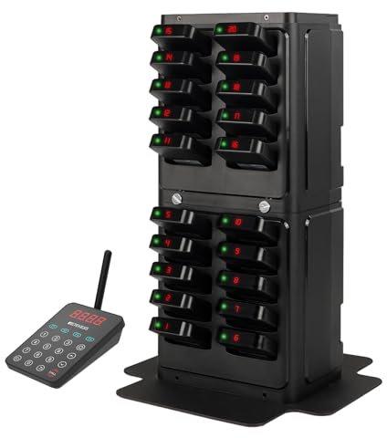 Retekess TD177 Verbesserter Pager Rufsystem, 500M Restaurant Pager System, Kopplung mit Einem Tastendruck, IP67, Countdown der Zeit, Pager Pieper für Hotelkette, Bar, Café (20 Pagers)