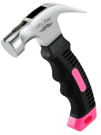 Mr. Pen- Claw Hammer, 8oz, Pink, Magnetic, Small Claw Nail Hammer for Women for Camping, Wood Working, House Repairs, Claw, Stubby, Tack