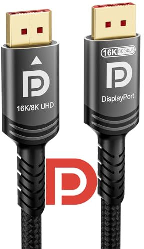 Ubluker 80Gbps DisplayPort 2.1 Cable 2M, Certified DP to DP Cord 4K 540Hz 360Hz 240Hz 165Hz 120Hz 16K 8K 240Hz Ultra High Bit Rate UHBR20 DSC1.2a Ryzen 7900X GeForce RTX5090 Laptop PC Monitor