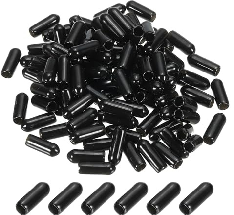 PATIKIL Tapones de Goma de Vinilo 4MM Negro 120 Unidades | Cubiertas Flexibles para Tornillos y Pernos, Tapas Protectoras Redondas para Tubos Metálicos