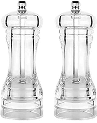QXSJEDYCH Moulin à Poivre Moulin à Poivre Moulin à sel 2pcs Moulin à Poivre Manuel, Poivre de Cuisine Salière avec réglage de Finesse réglable Moulin à sel et à Poivre Bouteille (Color : Transparent