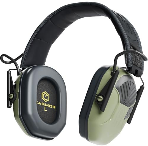 Earmor M300A Elektronische Gehörschutz Schiessen Kapselgehörschutz Ohrenschützer Lärmdämpfung für Jagd Schieß Dämmwert, SNR 29dB Dynamische Geräusch-Regelung, Grün