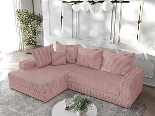 Fun Möbel Ecksofa Couchgarnitur Sofa Oskar (Altrosa, Seite Links)