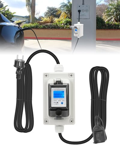 SUPAREE Mobiler Stromzähler für Steckdose Mobiler Digitaler Stromzähler 230V 16A Stromzähler Camping Wohnwagen mit LED/Reset 3 Meter Kabel IP67 Wasserdicht für Wohnmobile Outdoor Haushalte