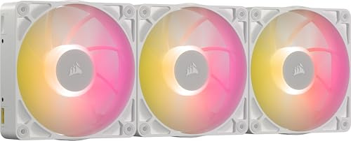 CORSAIR iCUE LINK RX120 MAX RGB 120mm PWM Dicker Lüfters mit iCUE LINK System Hub – Hochstatischer Druck – Magnetisches Kuppellager – Dreierpack – Weiß
