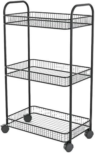 MIQXUAN Rangement Chariot Étagère de rangement pour salon, salle de bain, cuisine, étagère de sol avec roulettes