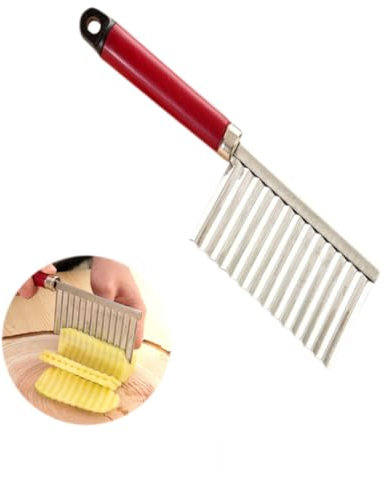 TOPBATHY Edelstahl Crinkle Cutter Kartoffelschneider Wellenschneider Für Gemüse Und Obst Ergonomischer Griff Wellenmesser Für Kreative Pommes Und Snacks Küchenhelfer Für Zubereitung