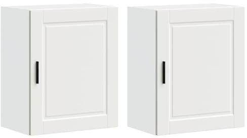 vidaXL Kitchen Wall Cabinets 2 pcs Porto White Engineered Wood, kitchen wall unit, cabinet for kitchen wall, wall cabinet with door