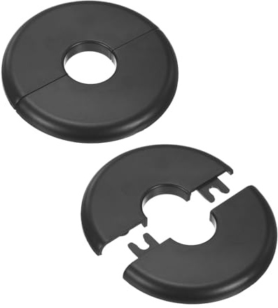 M METERXITY 2-Pack Wall Split Flange, for 0.8 Inch/20mm OD Pipe ABS Escutcheon Plate Round Self-Adhesive Plumbing Cover Plates for Water Pipe/Faucet [Black]