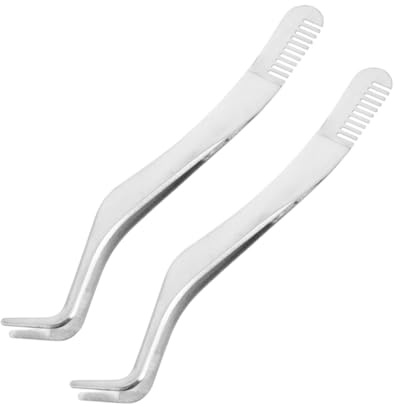 Ipetboom 2piezas Pinzas para Pestañas Postizas de Acero Inoxidable con Peine Curvo Herramientas de Aplicación de Alta Precisión para Extensiones de Pestañas Pinzas de Maquillaje para Uso Pr