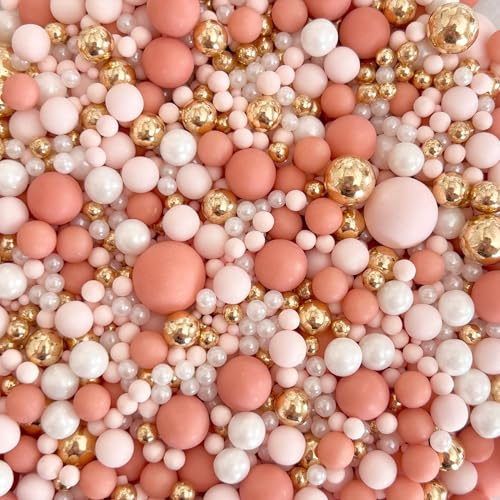 Peach blush pink rose gold white sprinkles for cakes cupcake edible metallic pearls sprinkle mix blend pastel topper decoration wedding hen engagement topper BLUSHING