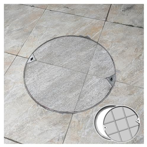 ZXCASDF Couvercle de Fosse septique Rond et encastré avec Base，Couvercle et Cadre de Regard Invisibles，Couvercle de Fosse septique Rond à intégr，pour Chaussée D'allée de Cour(50 * 50cm/19.6 * 19.6in)