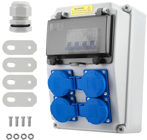 Coffret de Chantier, Tableau Électrique 16A Coffret Électrique en Saillie Avec 230V Coffret de Chantier Étanche IP67 Coffret Électrique Mural Répartiteur pour Atelier Ou Chantier Intérieur Extérieur