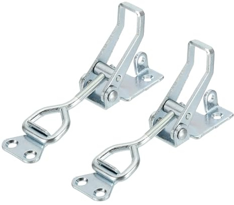 sourcing map 2pcs Adjustable Toggle Clamp M6 x 35mm 396lbs Holding Capacity 4002 Style Quick Release Pull Latches Clamps Hasp with Lock Hole for Smoker Lid Jig Tool Box Case, Silver