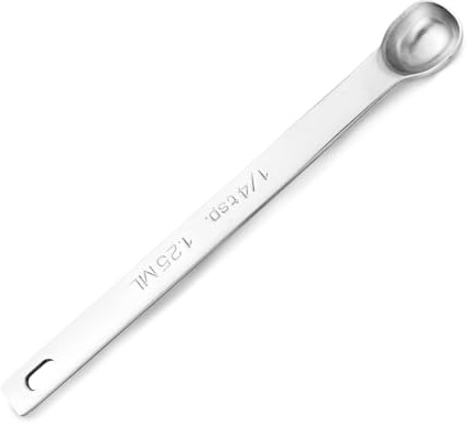1Pcs 1/4 Teaspoon Measuring Spoons | 1.25 ml Small Measuring Spoon Teaspoons with Rectangular Design | Single Teaspoon Measure Long Handle for Powder, Matcha, Baking, Coffee, Spices