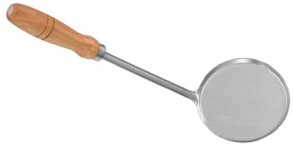 POPETPOP Cuillère Plate Acier Inoxydable avec Manche Bois Spatule de Friture Résistante pour Cuisine Domestique et Professionnelle pour Beignets et Galettes Poignée Ergonomique Confortable