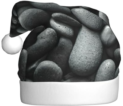 GUOLGP Sombrero de Navidad con estampado de guijarros negros, gorro de Papá Noel, celebraciones, unisex, accesorio de disfraz de fiesta de Navidad