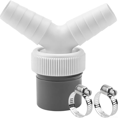 Y-Type Washing Machine Drain Adapter Connector with Hose Clamps for Dishwasher, 40 mm, Compatible with for LG, Double Sealing PP Fitting for 0.75-0.95