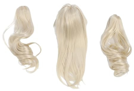 ANKROYU Parrucca per bambola con doppia coda di cavallo, morbida seta, confortevole al tatto, calore, stilista, capelli da bambola snodati a sfera per la personalizzazione della ba (Oro Latte)