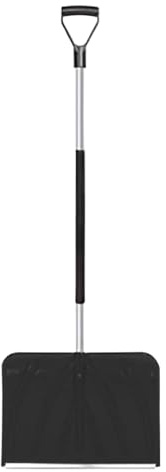 Pelle à neige, avec manche en aluminium renforcé, manche en plastique renforcé, manche ergonomique de 136 cm, avec ferrure en aluminium, équipement de déneigement, pelle à neige, pelle à neige (noir)