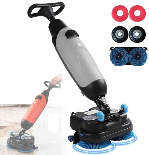 GLBMXDD Autolaveuse de sols Professionnelle Portable,laveuse de sols électrique sans Fil, avec réservoirs séparés de 4 L et 6 L, tête rotative à 360° pour carrelage,Moquette,parquet et marbre Grey