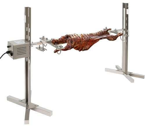 Asador automático para barbacoa | Asador eléctrico para exteriores con rotación de 360° y altura ajustable para cerdo y cordero. Ideal para fiestas y fogatas.,A