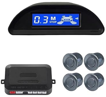 Macchina Sensori Kit Sensori Parcheggio Per Auto Parktronic Reverse Monitor 22mm 4 Rilevatori Radar Display Retroilluminato Retromarcia Posteriore(Red-Brown-Panel)
