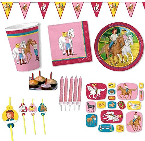 Bibi und Tina Partyset 56teilig Teller, Becher, Papier-Trinkhalme u.v.m. // Kindergeburtstag Partydekoration // Kindergeburtstag Bibi und Tina