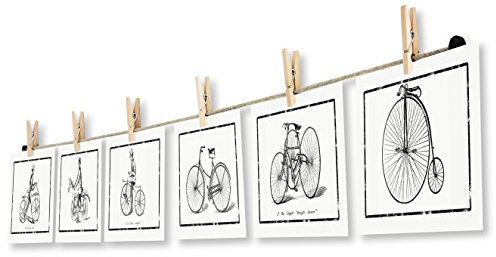 LeTOMA - Corde-Photos avec Pinces à Linge - 125 cm de Corde en Chanvre Naturel et 10 Crochets en Bois Naturel pour Mettre Vos Photos et Cartes Postales dans la lumière - Montage Rapide et Facile