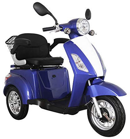 Blue ZT500 Electric Mobility Scooter 3 Wheeled with Extra Accessories Package: Mobility Scooter Waterproof Cover, Phone Holder, Bottle Holder by Green Power