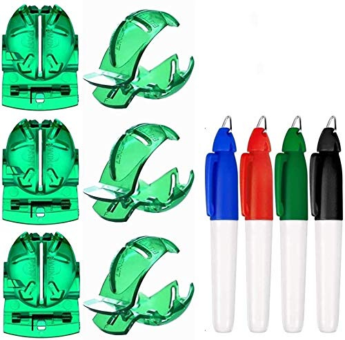 Dadabig 6 Stück Golf Alignment Tool Golf Ball Liner Marker | Golfball Strichzeichnung Golfball Ausrichtungswerkzeug Liner Kugelmarkierung Clips mit 4 Golf Marker (Grün)