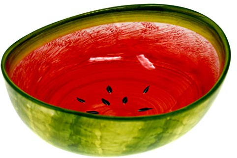 Lashuma Keramik Schale Rund, Mediterrane Dekoschale, Schüssel Motiv: Melone, Handgeformte Salatschüssel Klein Ø 20 cm