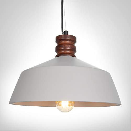 Paco Home Luminaria Suspendida, E27, Lámpara Para Salón, Comedor Y Cocina De Altura Ajustable, Color: Gris de hormigón, Bombilla: Sin bombillas