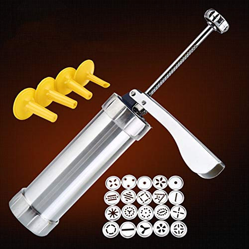 fcya Macchina del creatore del Biscotto di DIY,Pressa per Dolci in Acciaio Inox con 20 Ugelli e 4 Muffa,Pressa per Biscotti Sparabiscotti per Decorazioni Torta