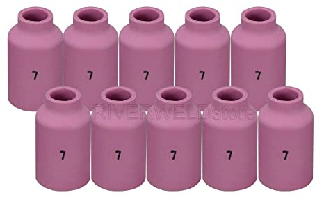 RIVERWELD TIG Gaslinsen-Keramikdüsen 54N15 7# 11,0 mm 10 Stück | Aluminiumoxid-Düse 7/16 für DB PTA SR WP 17 18 26 WIG-Schweißbrenner
