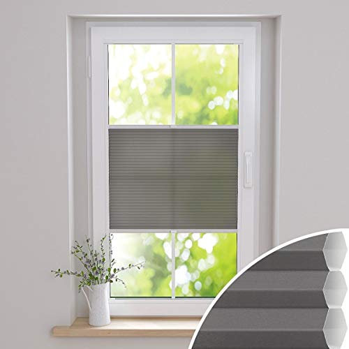 Gardinen21 Duette Wabenplissee zum Kleben | Waben Plissee ohne Bohren im Wunschmaß | Maßgefertigt für Türen & Fenster | Lichtdurchlässig, Sichtschutz und Schallschutz