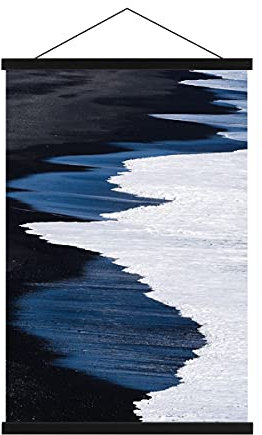 Sanauto A1 Posterleiste Posterschiene Posterleisten 61CM, Magnet Magnetische Holz Poster Aufhänger Halter Rahmen Leisten Bilder Bild Bilderleiste Bilderrahmen 60x90 61x91.5 60x40 (61cm, Schwarz)