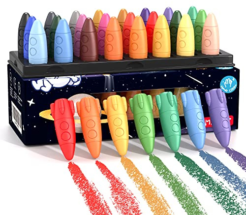 MASSRT 24 Farben Weltraumkreiden für Kleinkinder, schmutzfrei, unzerbrechlich, ungiftig, leicht zu halten, waschbare Buntstifte für Kinder, sicheres Ausmalgeschenk für Babys und Kinder