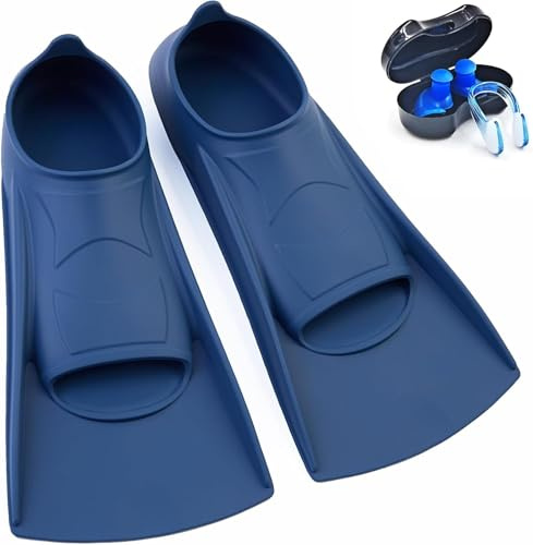 Nagiee Schwimm Flossen, Bequeme Silikon Flossen für Bahnen Schwimmen & Training, Kurze Schwimmflossen mit Netztasche, Schwimmausrüstung für Kinder, Jugendliche, Erwachsene, Frauen und Männer