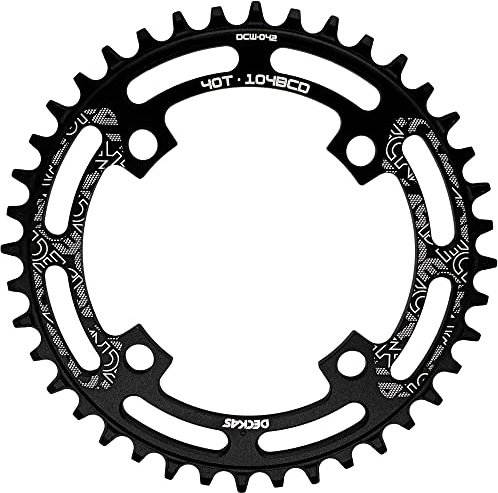 DECKAS Round Chainring 104BCD 40T 42T 44T 46T 48T 50T 52T Narrow Wide Chainring for 7 8 9 10 11 12 Speed Chains (Round Black, 48T)