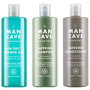 ManCave Sea Salt Shower & Hair Trio 500ml, Mens Grooming Set