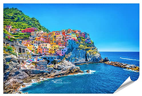 islandburner XXL Bild Poster Cinque Terre Traditionelle Italienische Stadt Am Meer Premium Bilder Fotodruck