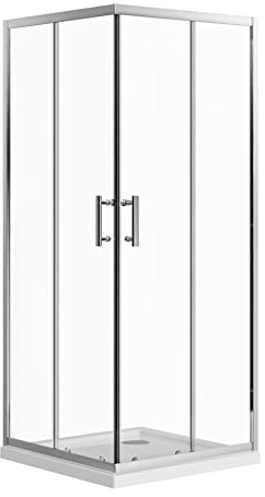 Box doccia 80x80 angolare scorrevole h190 vetro temperato trasparente 6mm trattamento anticalcare maniglia in acciaio inox 304 mod. Tenerife